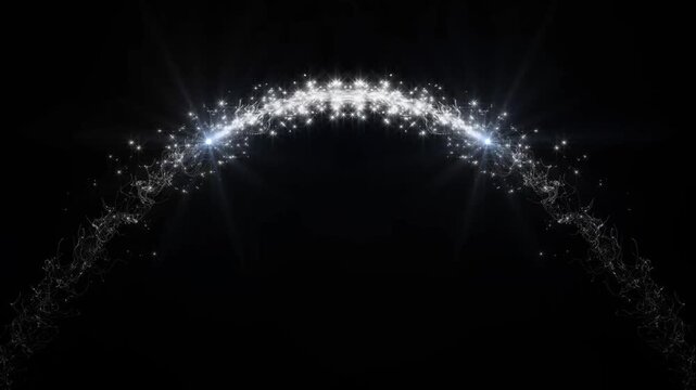 Retro white twinkle stars motion line effect, magic glitter star sparkle trail, shiny doodle particle swirl, twinkling fairy shimmer on black screen background overlay in 4k