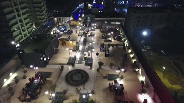 Aerial View of Marriage Hall and Event Venue at Night