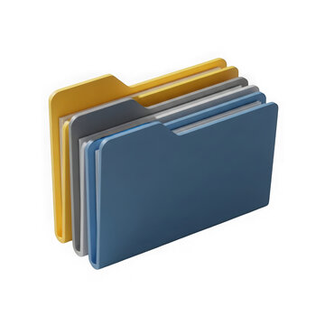 Stacked colorful digital folders with tabs visible for organization transparent background