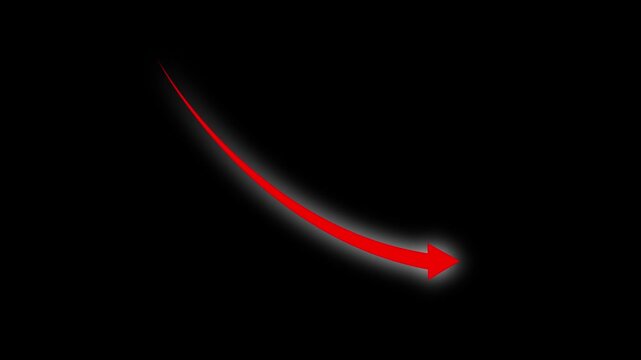 Downward Curved Arrow On Grid Background Stock Video For Business And Financial Presentations