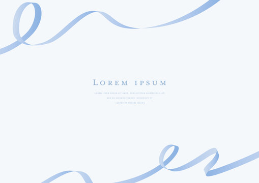 Elegant blue ribbon frame template background with copy space for wedding invitation and card