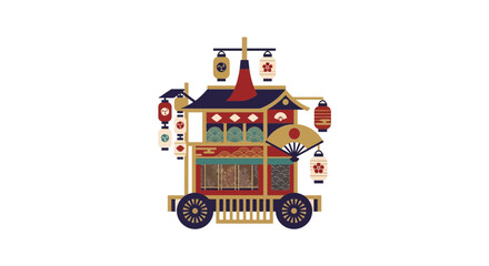 Fototapeta premium Detailed traditional Japanese festival float decorated with lanterns.