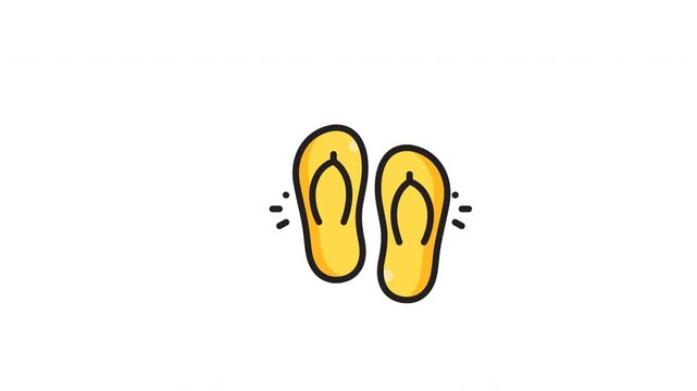 Bright yellow flip flop sandals styled for summer beach vacations, perfect for casual and sunny days by the water. Suitable for vacationthemed designs.