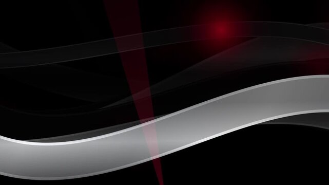 Abstract motion background with flowing silver waves and red light beams