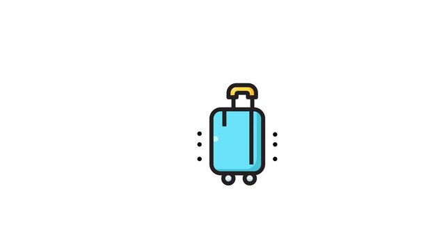 Light blue travel suitcase icon perfect for travel blog logos, luggage tags, vacation websites, travel posters. Cute and simple art.