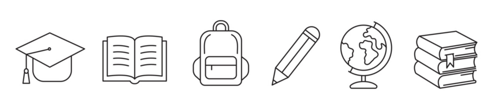 Education and School Line Icon Set. Editable Stroke.