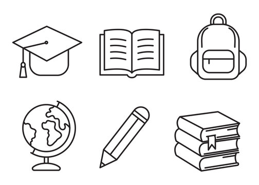 Education and School Line Icon Set. Editable Stroke.