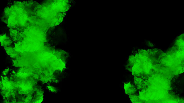 Green smoke texture on black background