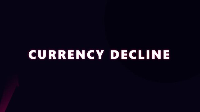 Currency Decline Text Animation with Downward Financial Market Graph Background