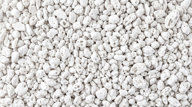 Fine white perlite aeration granules with porous lightweight inorganic detail