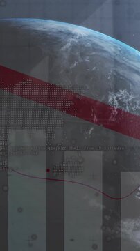 Animation of financial data processing over globe