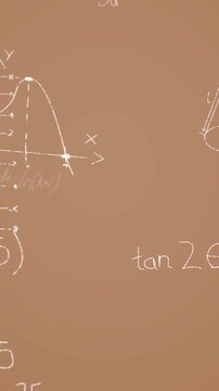 Animation of mathematical equations over brown background