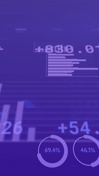 Animation of financial data processing over dark background