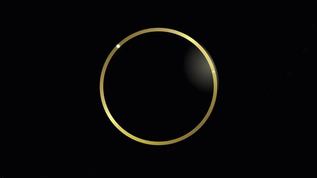 Luxury Gold Ring with Diamond Gemstones on Black Background, Elegant Shiny Jewelry Symbol with Circular Design and Dramatic Light Reflection