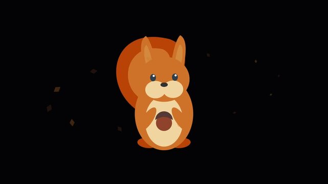 Cute Cartoon Squirrel Holding Nut Illustration for Wildlife Graphics and Nature Design Projects