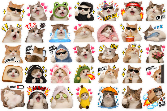 Epic Meme Cat Reaction Sticker Sheet
