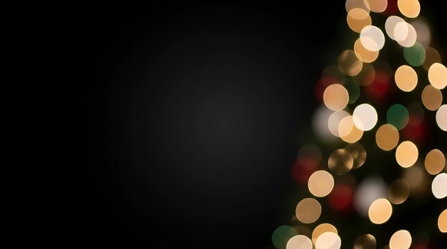Festive and versatile background with blurred holiday lights in raw bokeh style against black featuring ample space for text perfect for Christmas editing projects blurred holidays lights in a raw