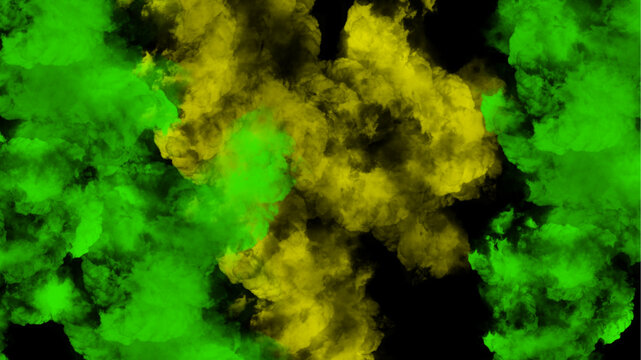 Green and yellow smoke cloud abstract background