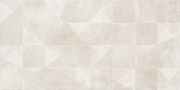 Geometric ceramic tile texture, beige 3D relief wall pattern, modern stone mosaic surface for interior design and architecture