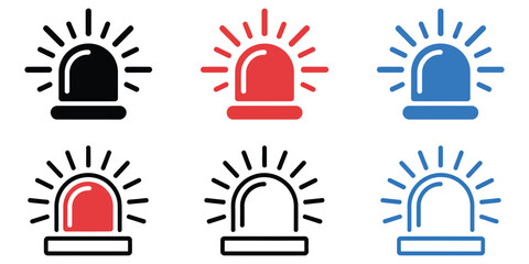 Emergency siren vector icon featuring police lights and ambulance symbols for security, safety, urgent response, emergency services, and alert communication © 努赛巴 贾纳特 托尼