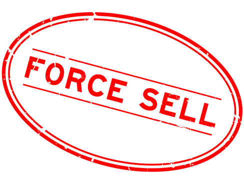Grunge red force sell word oval rubber seal stamp on white background