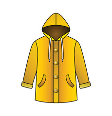 Yellow Raincoat Vector – Waterproof Rain Jacket with Hood Illustration © Raju