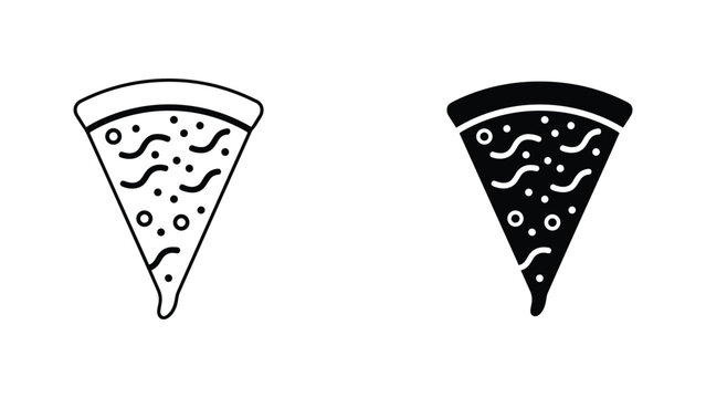 Fried chicken drumstick icon set with outline and solid black silhouette for fast food restaurant menu