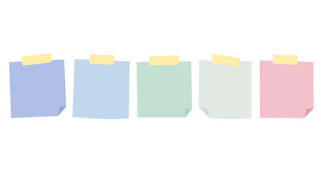 set of colorful sticky notes with tape vector 