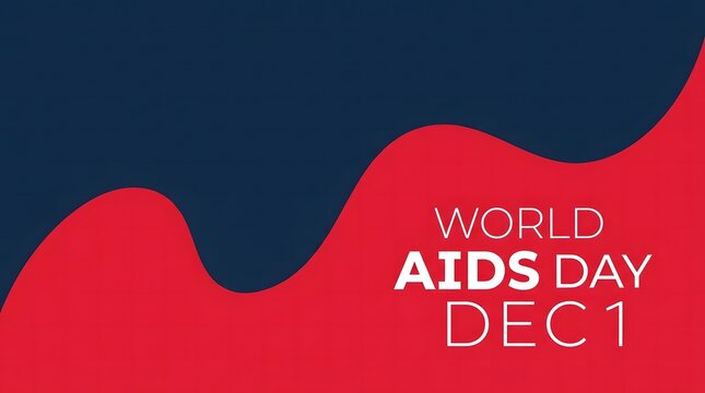 World aids day banner with red and blue wavy background