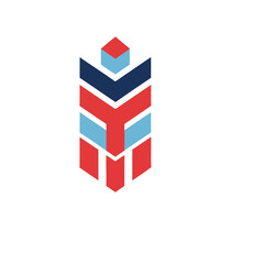 Fototapeta premium Abstract geometric logo with red, blue, and light blue colors