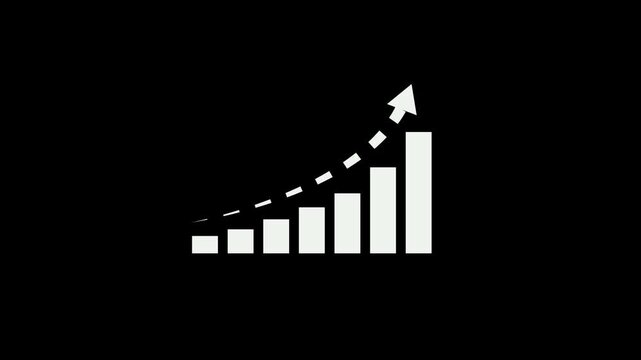Business growth concept in graph chart showing marketing sales profit increasing to future target Motion animated footage of statistics bar growth with upward arrow - finance bar graph rising up