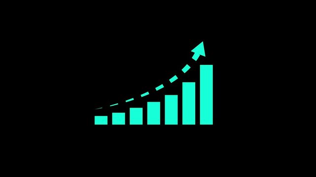 Business growth concept in graph chart showing marketing sales profit increasing to future target Motion animated footage of statistics bar growth with upward arrow - finance bar graph rising up