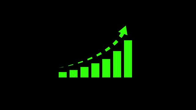 Business growth concept in graph chart showing marketing sales profit increasing to future target Motion animated footage of statistics bar growth with upward arrow - finance bar graph rising up