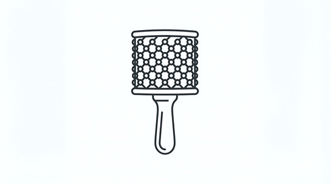 Monoline vector illustration of a musical cabasa percussion instrument on white background