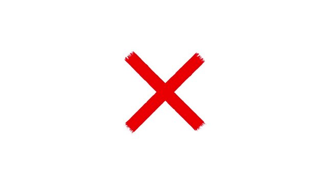 Red cross mark animation with alpha channel. wrong mark animation, red x symbol