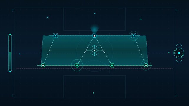 Futuristic HUD tactical interface scanning map with glowing neon elements