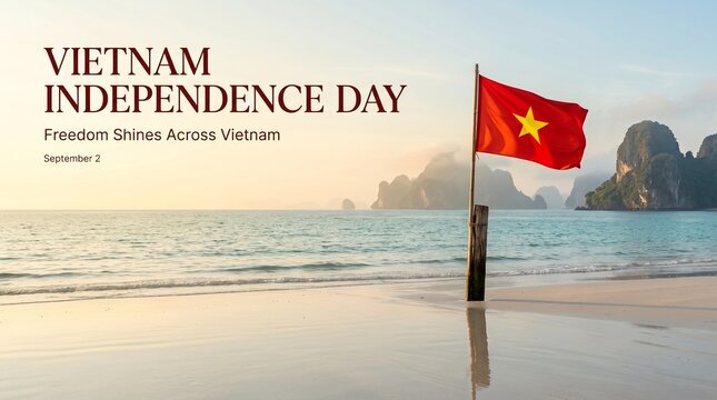 Vietnam National Day Celebration On Serene Coastal Landscape