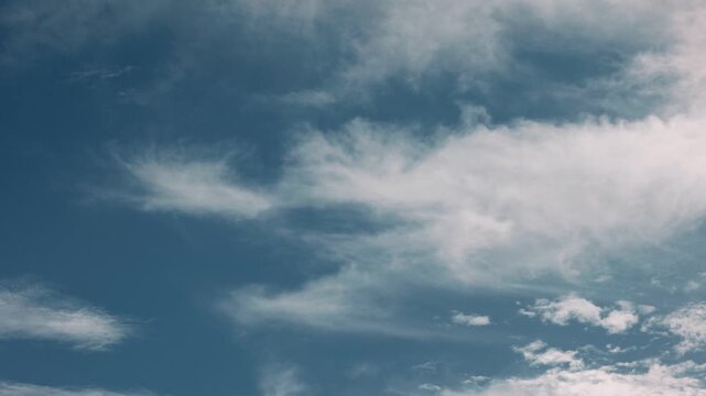 Blue sky with thin, high-altitude clouds drifting across the sky
