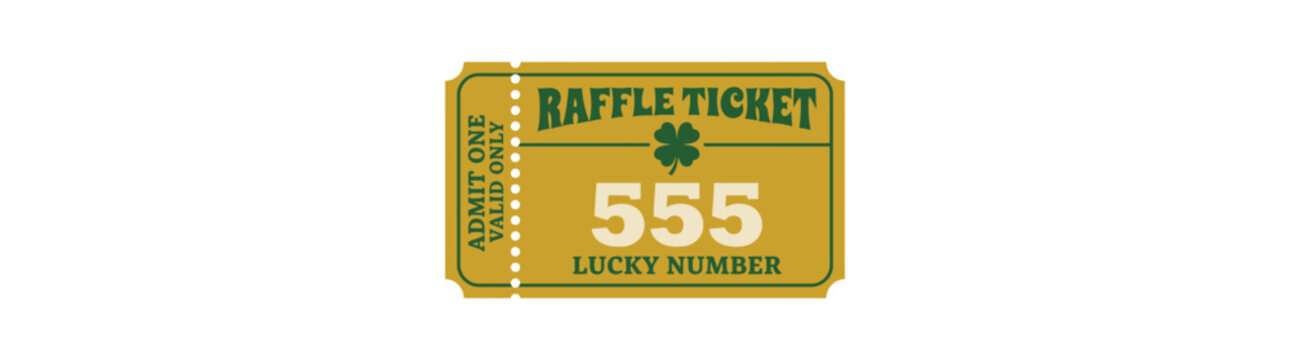Lucky Raffle Ticket Number 555 with Clover Isolated