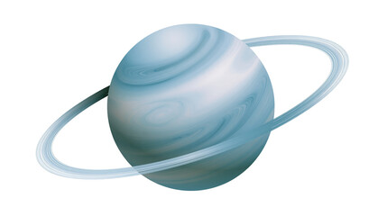 Blue gas giant planet with thin rings, isolated on transparent background © STUDIOP