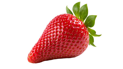 Ripe red strawberry with green leaves, isolated on transparent background © STUDIOP