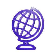 Obraz premium Glossy purple globe icon featuring a minimalist spherical design created with smooth plastic material isolated against a clean white background
