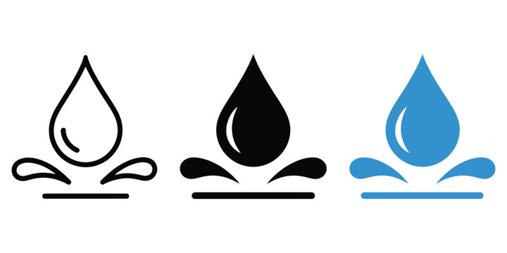 Waterproof vector icon featuring water protection and water resistant symbols for product safety, durability, packaging, quality assurance, and consumer protection