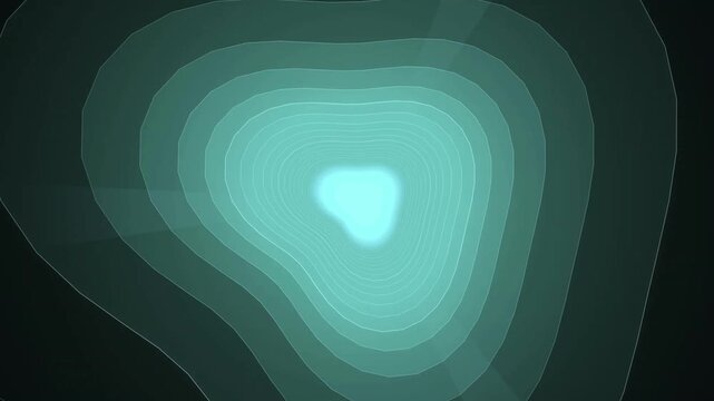 Glowing turquoise abstract topography lines on dark background creating a futuristic topographic map design