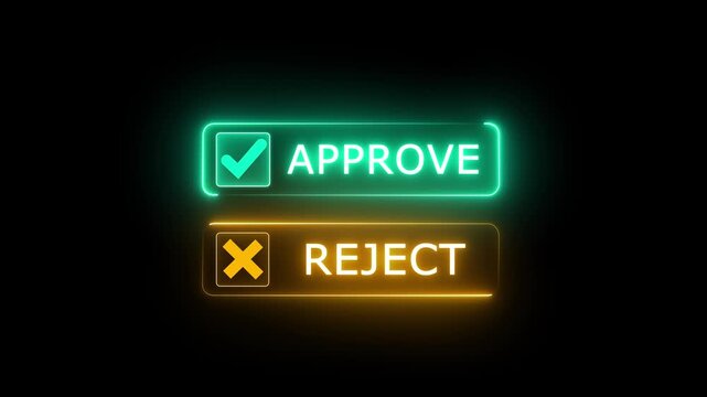 Choices between right and wrong symbols concept on the transparent background. Yes or No decisions, crisis decision making. Motion graphics of approve or reject concept. Animation of 4k video.