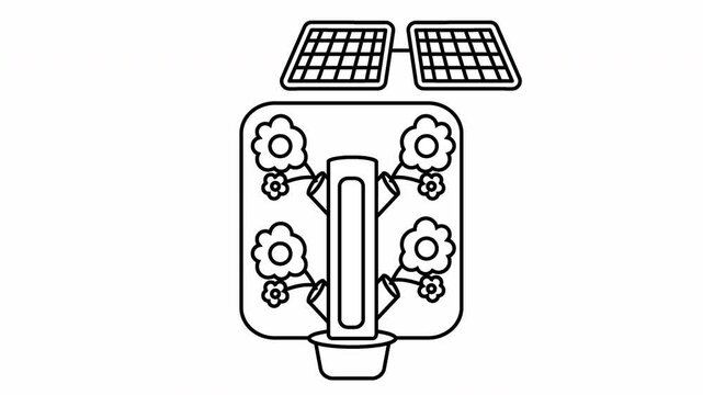 Hydroponic solar power system high technique for plant with good system video animation icon.