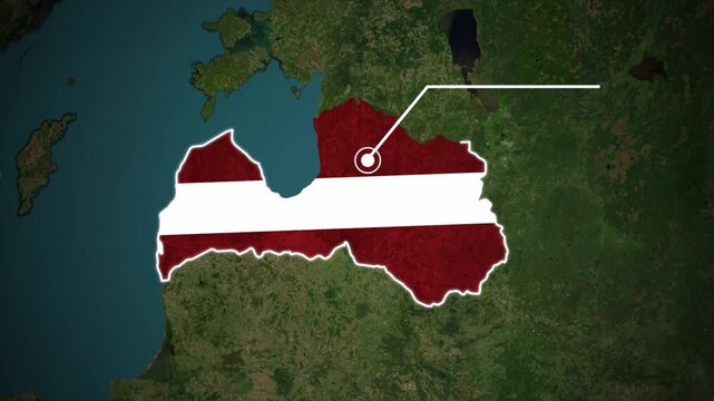 Latvia Location Map with Latvian Flag, Latvia Country Map Animation &ndash; Europe Geography, Latvia Map Animation with National Flag