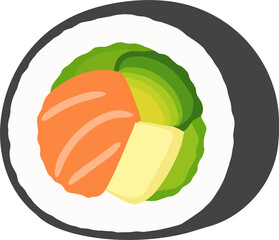 Assorted filling sushi roll and kimbap illustration © 진아 김
