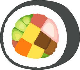 Assorted filling sushi roll and kimbap illustration © 진아 김