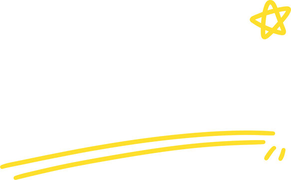 Yellow star and underline hand-drawn effect illustration